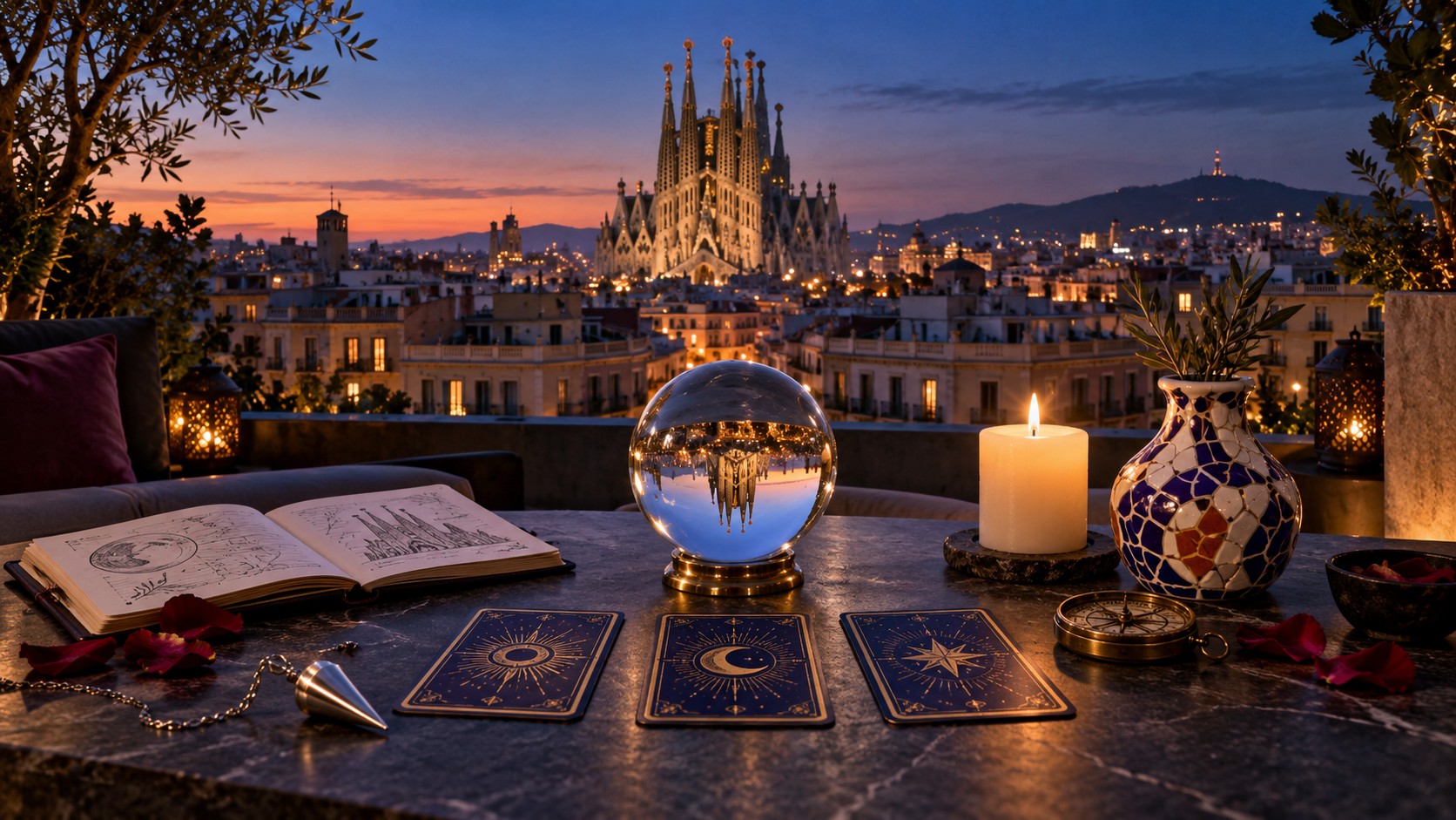 Maestro Senla en Barcelona con la Sagrada Família al fondo