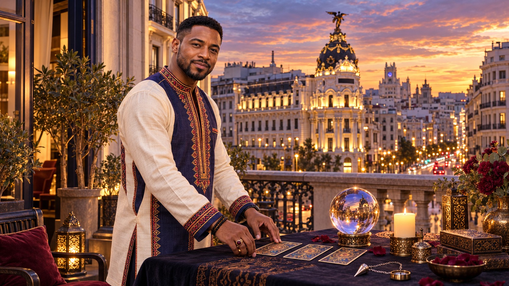 Maestro Senla frente a la Gran Vía de Madrid